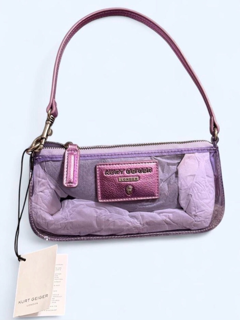Kurt Geiger Highgate Wristlet Clear Lilac Purple Festival Concert Popular